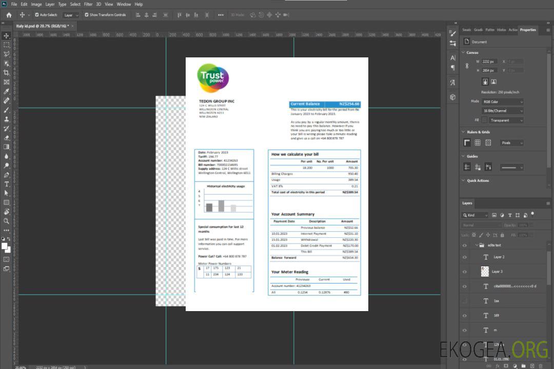 Facture commerciale du service public Trustpower SCR template Facture commerciale du service public Trustpower SCR template